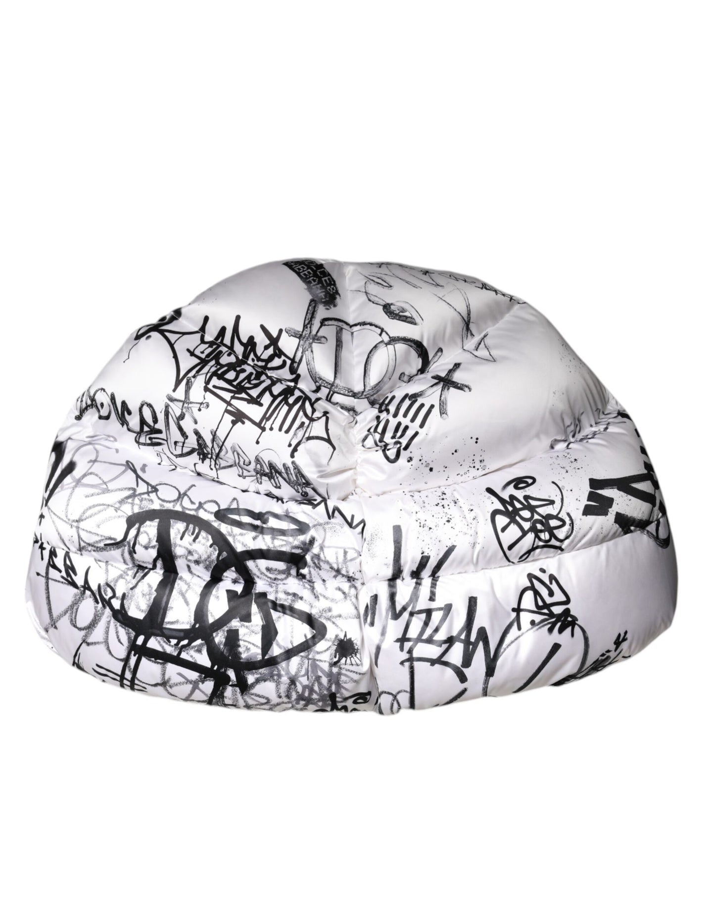 Dolce & Gabbana Bonnet matelassé à capuche imprimé en polyester blanc