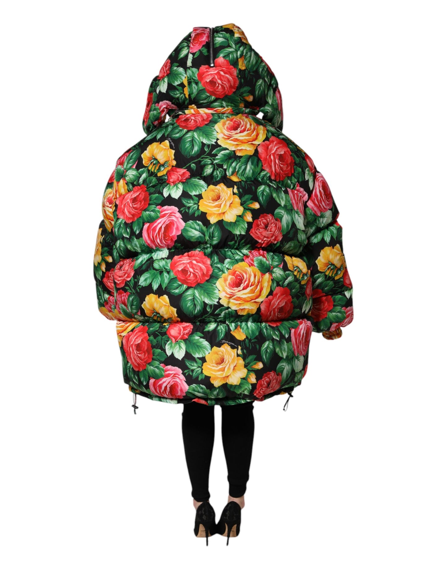 Dolce & Gabbana Multicolor Floral Puffer Hooded Jacket by Dolce & Gabbana
