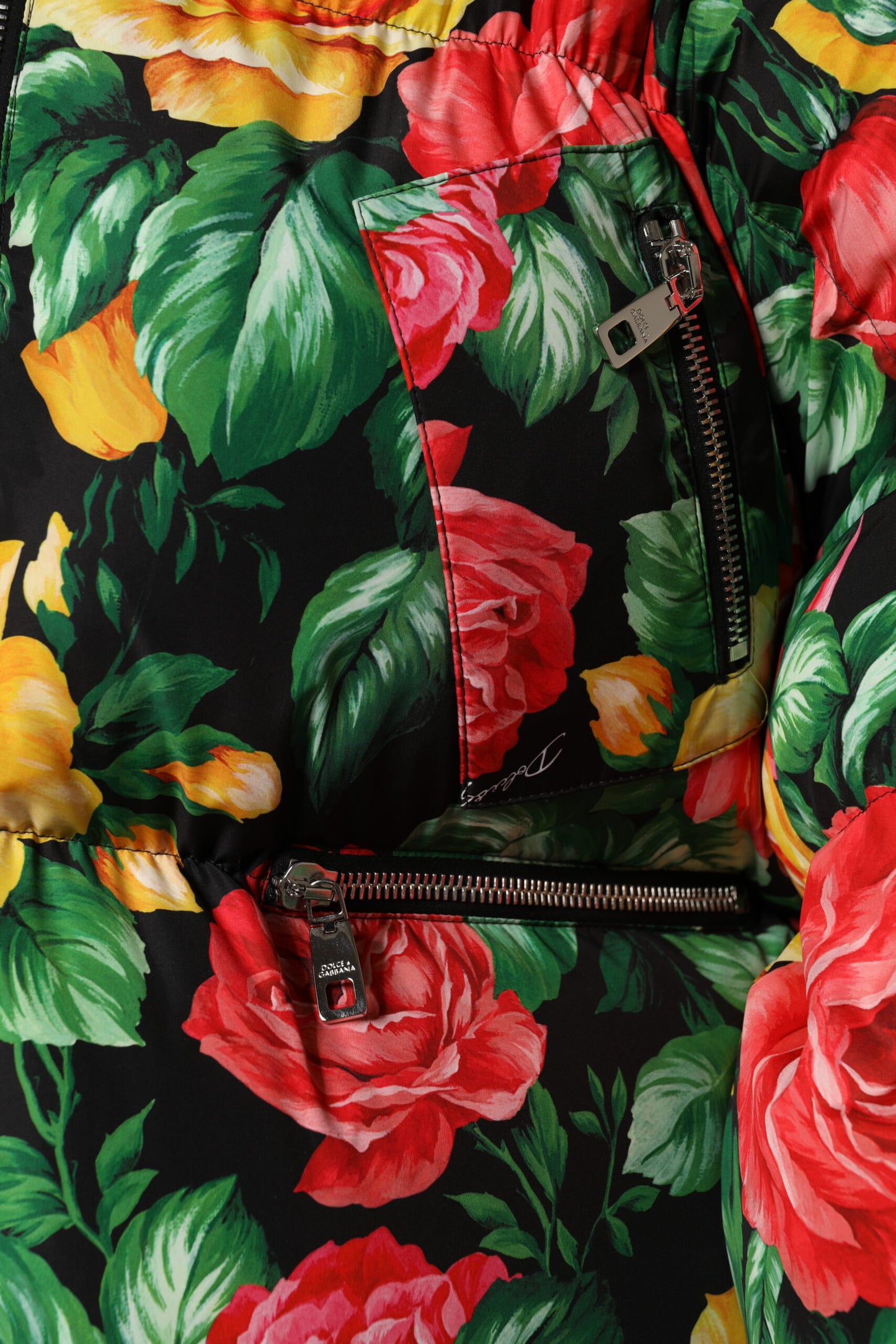 Dolce & Gabbana Multicolor Floral Puffer Hooded Jacket by Dolce & Gabbana