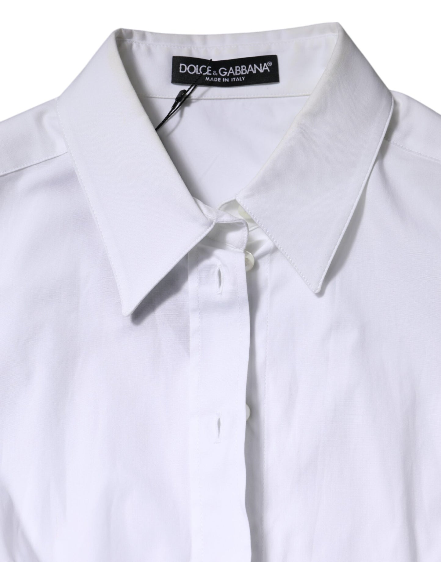 Dolce & Gabbana White Cotton Collared Long Sleeves Blouse Top by Dolce & Gabbana