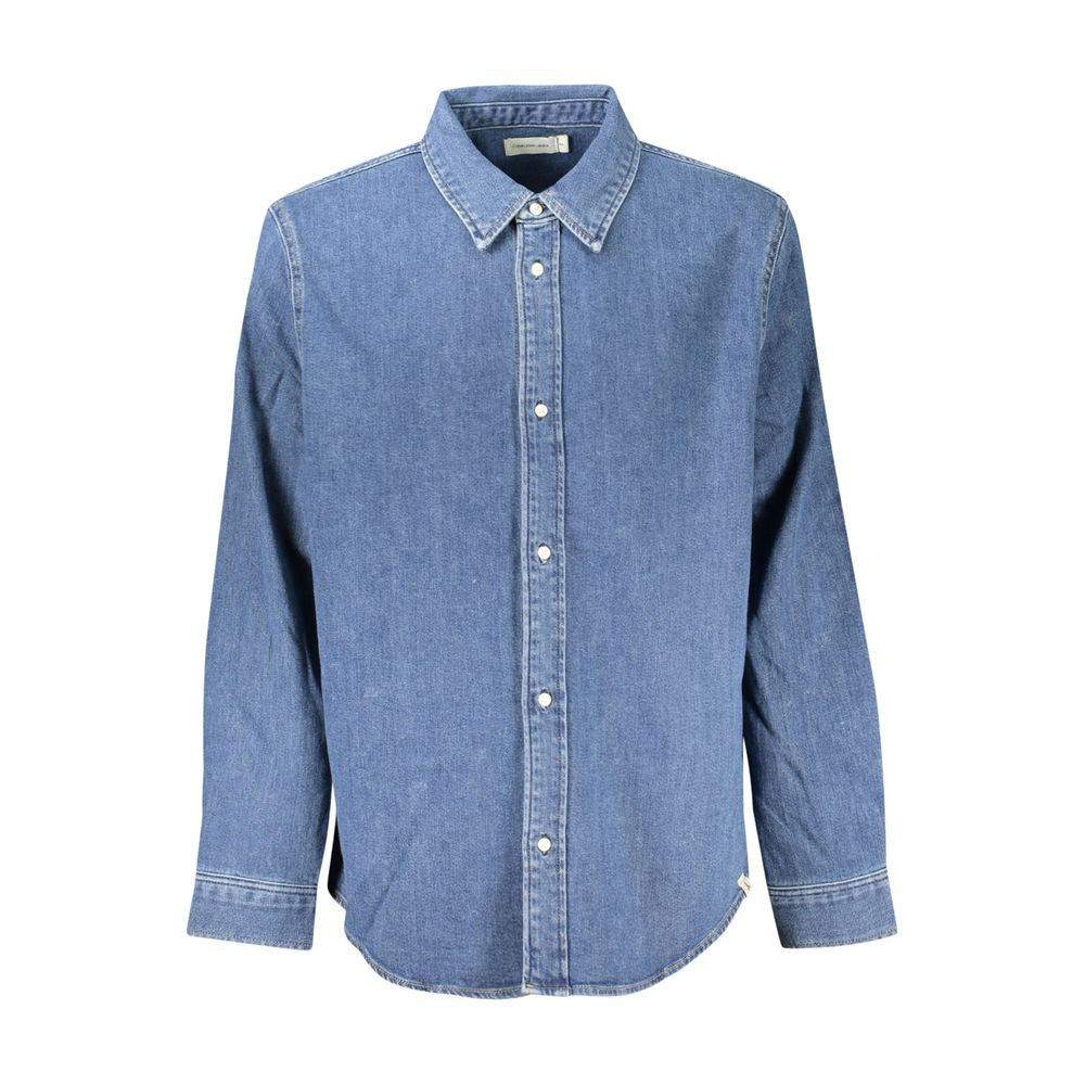 Calvin Klein Blue Cotton Men Shirt by Calvin Klein