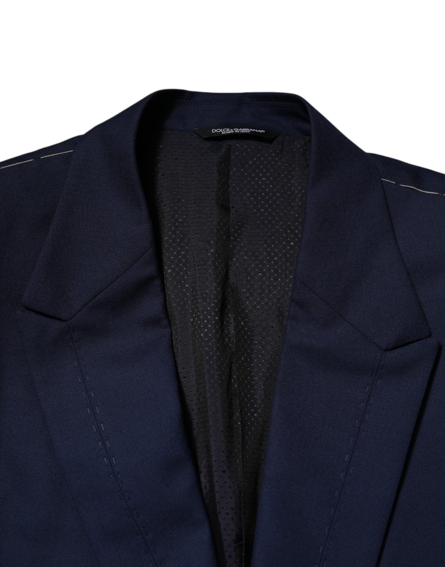 Blazer de costume simple boutonnage en laine bleue Dolce & Gabbana