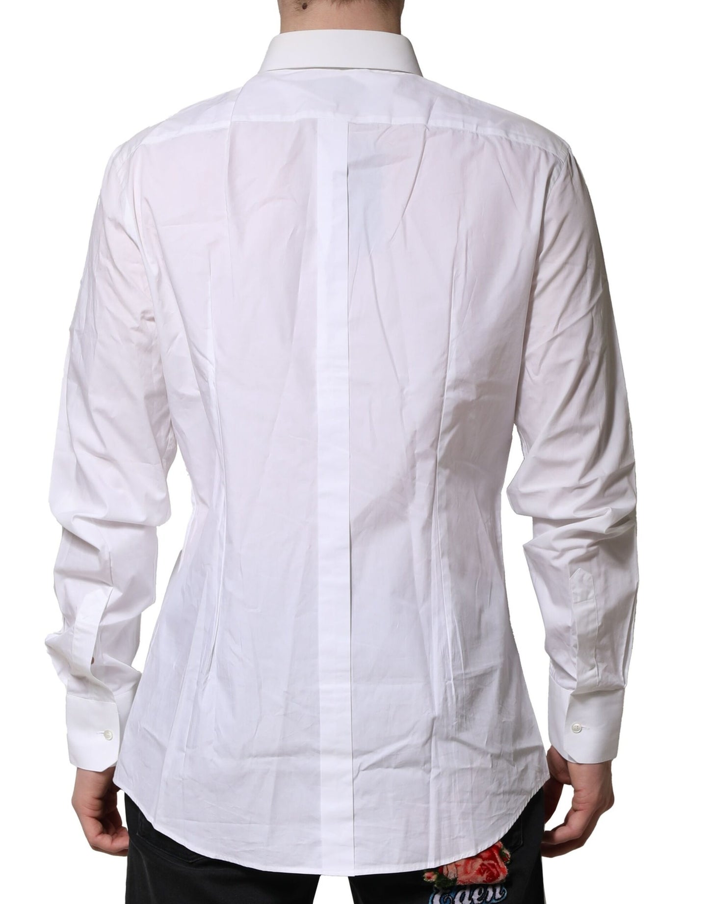 Dolce & Gabbana White Cotton GOLD Long Sleeves Dress Men Shirt by Dolce & Gabbana