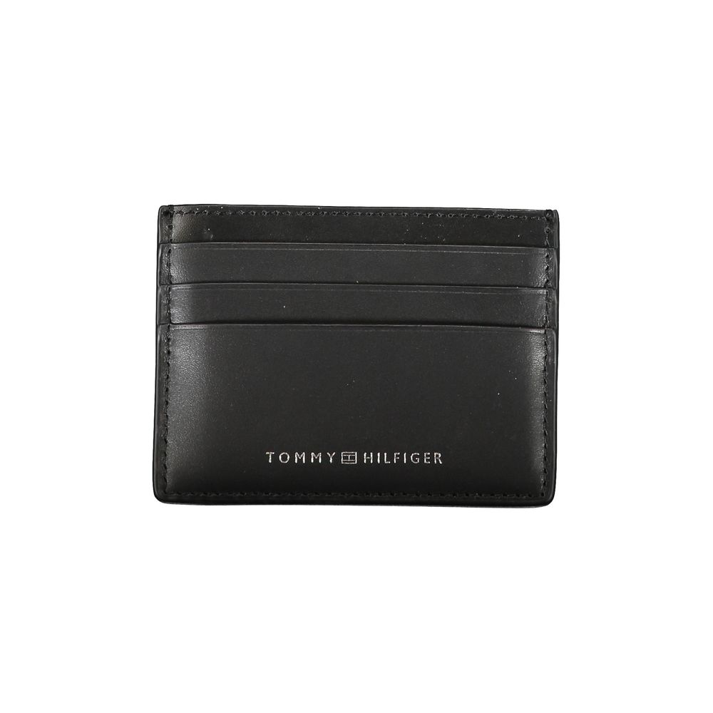 Porte-cartes Tommy Hilfiger Chic en cuir noir avec détails contrastés
