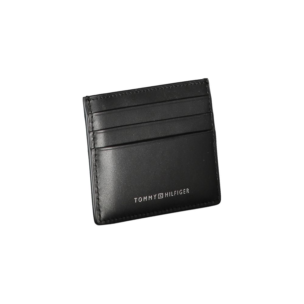 Porte-cartes Tommy Hilfiger Chic en cuir noir avec détails contrastés