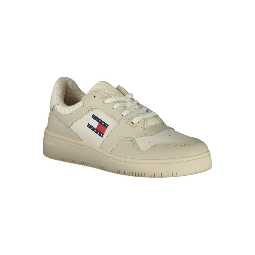 Tommy Hilfiger Beige Leather Men Sneaker by Tommy Hilfiger