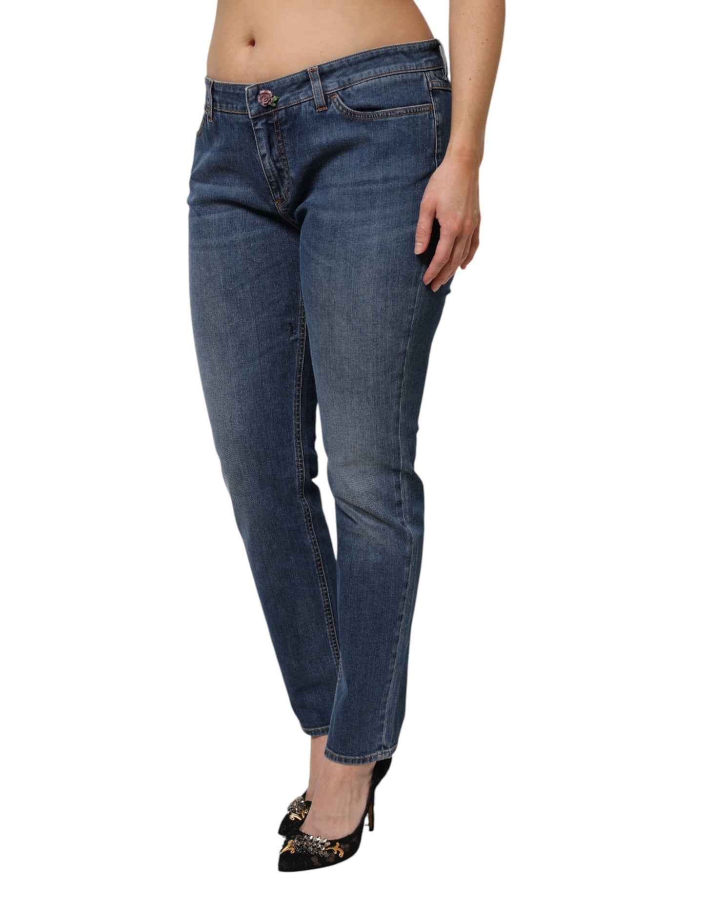Dolce & Gabbana Blue Low Waist Cotton Skinny Denim Jeans by Dolce & Gabbana