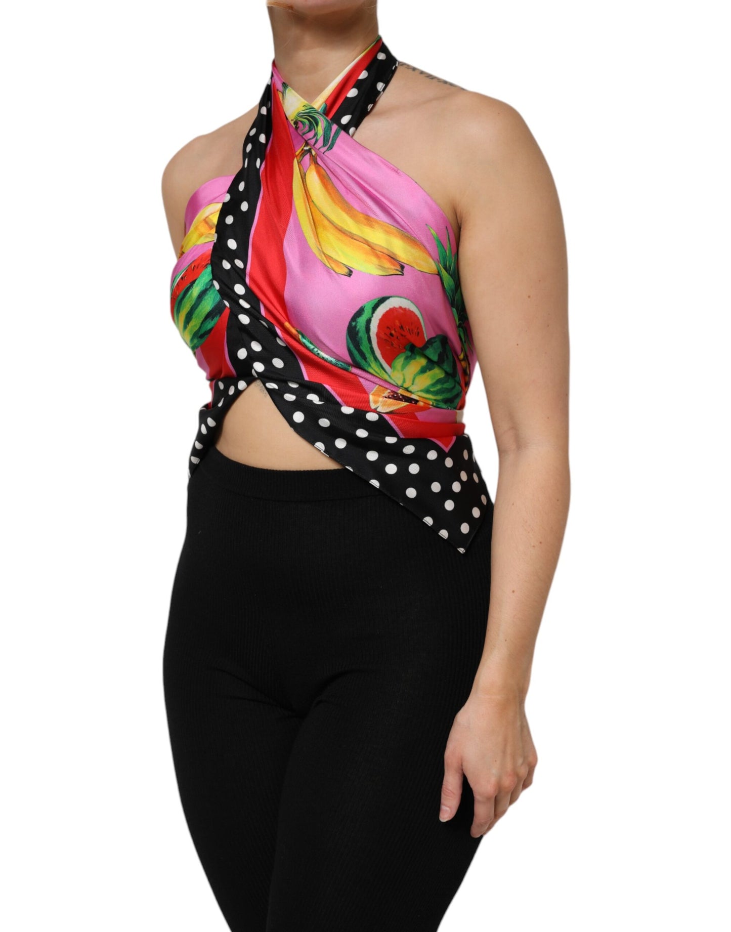 Dolce & Gabbana Multicolor Halter Party Evening Cropped Top by Dolce & Gabbana