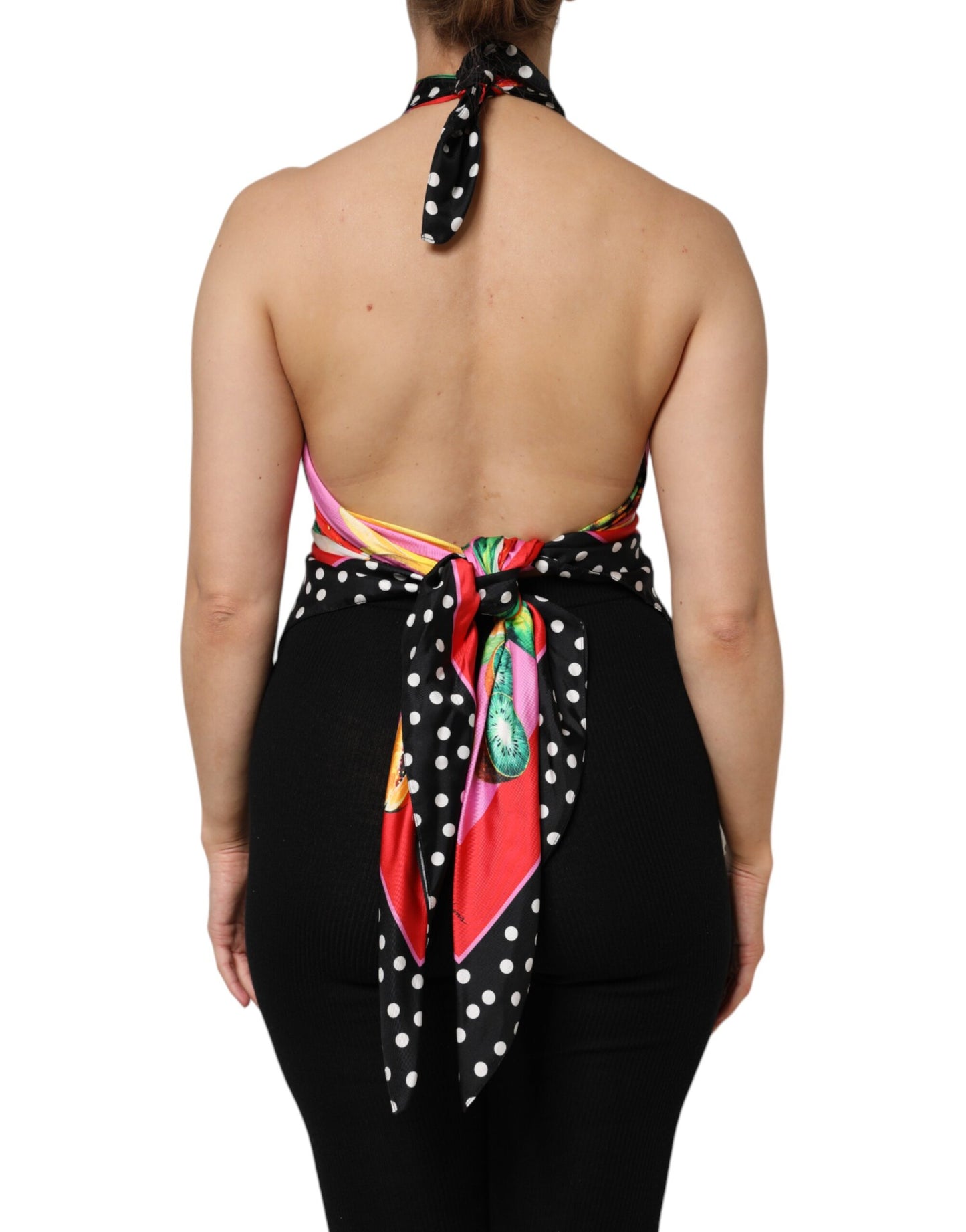 Dolce & Gabbana Multicolor Halter Party Evening Cropped Top by Dolce & Gabbana