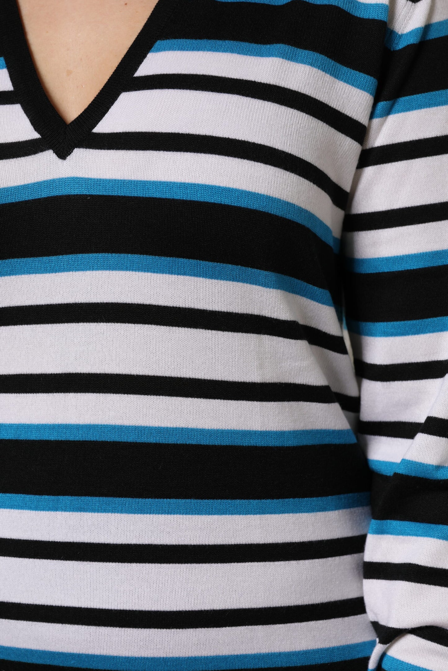 Dolce & Gabbana Multicolor Stripes Long Sleeves V-neck Top by Dolce & Gabbana