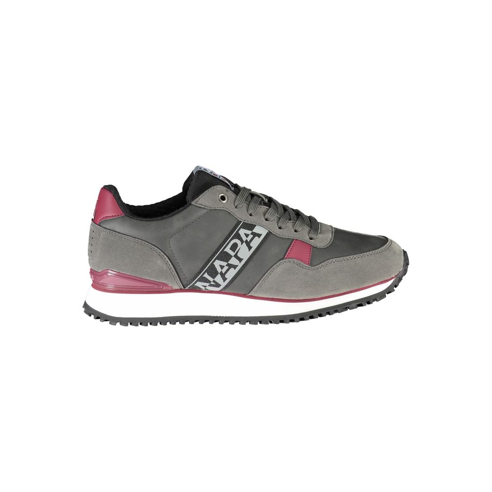Napapijri Elegant Gray Lace-Up Sneakers with Contrast Accents by Napapijri