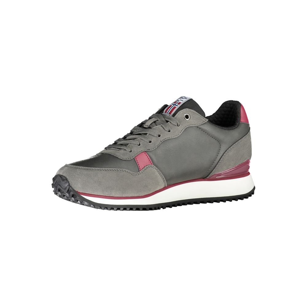 Napapijri Elegant Gray Lace-Up Sneakers with Contrast Accents by Napapijri