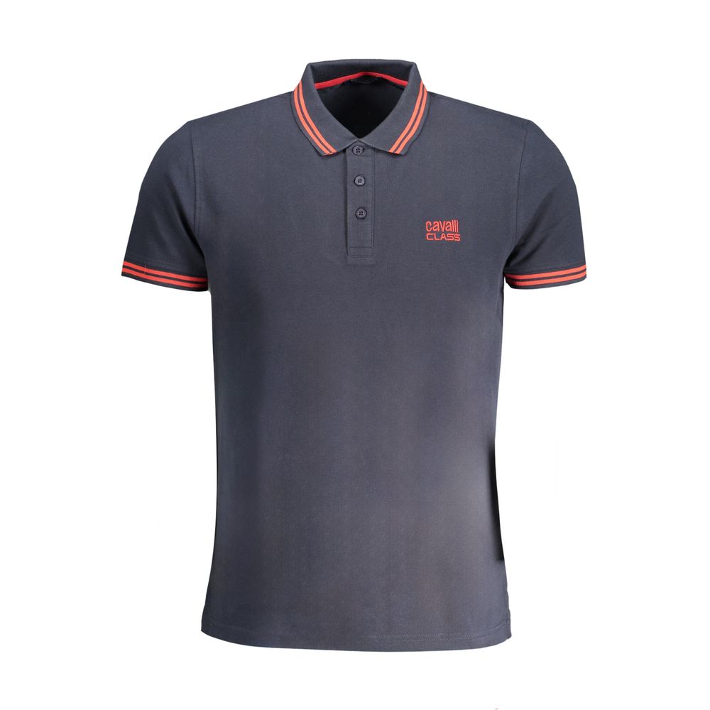 Cavalli Class Blue Cotton Polo Shirt by Cavalli Class