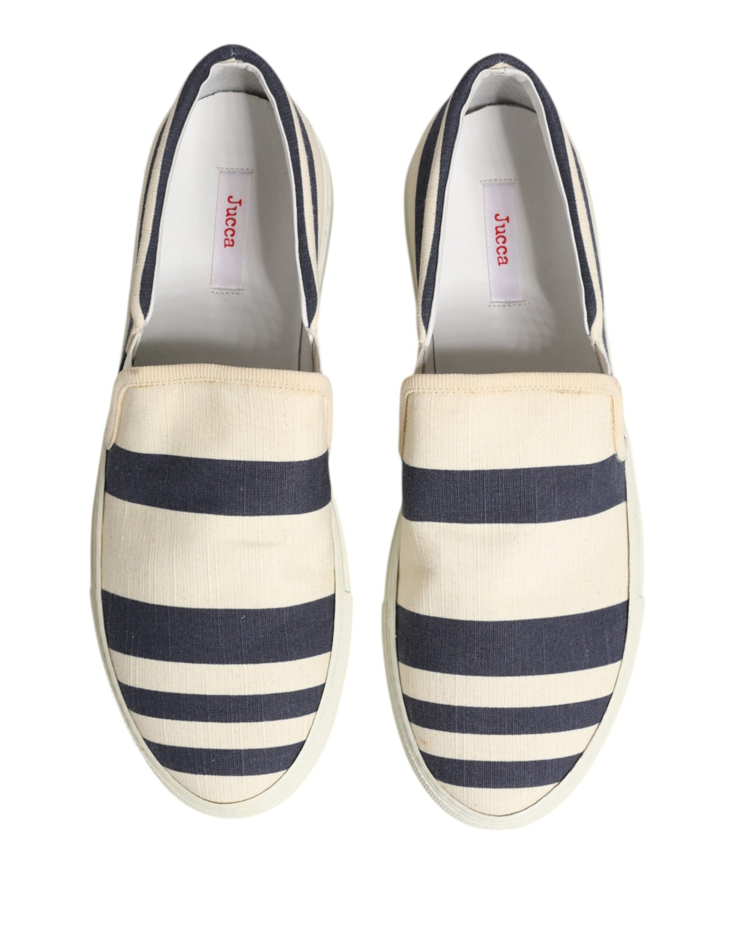 Chaussures basses décontractées Jucca en toile à rayures bleues et blanches pour homme