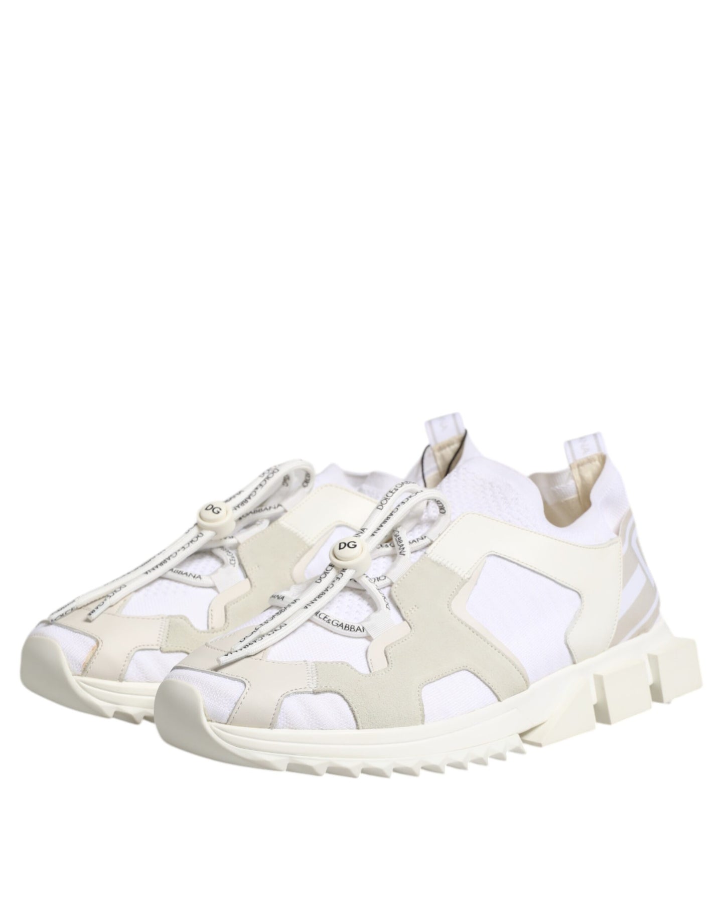 Dolce & Gabbana White Mesh Sorrento Trekking Sneakers Shoes by Dolce & Gabbana
