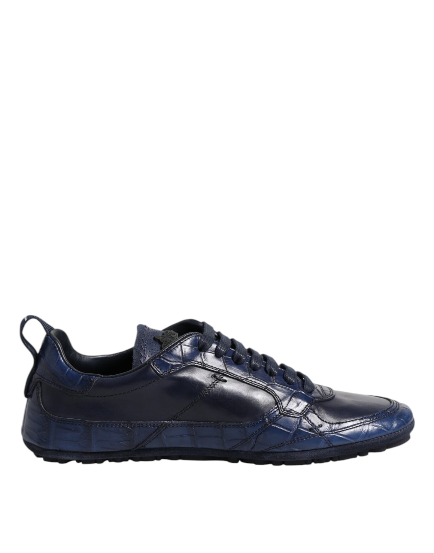 Dolce & Gabbana Dark Blue Leather Low Top Men Sneakers Shoes by Dolce & Gabbana