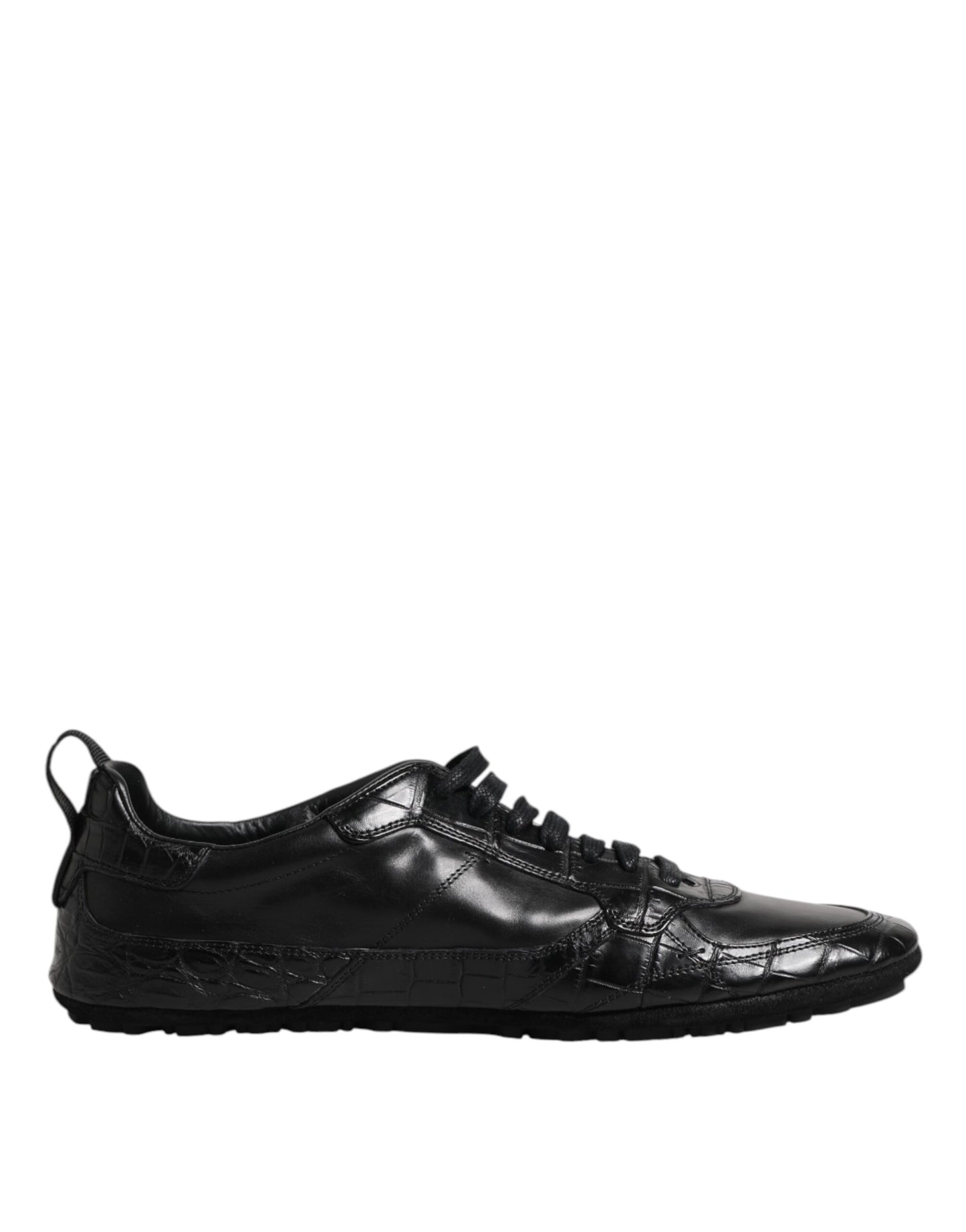 Dolce & Gabbana Black Exotic Leather Low Top Sneakers Shoes by Dolce & Gabbana