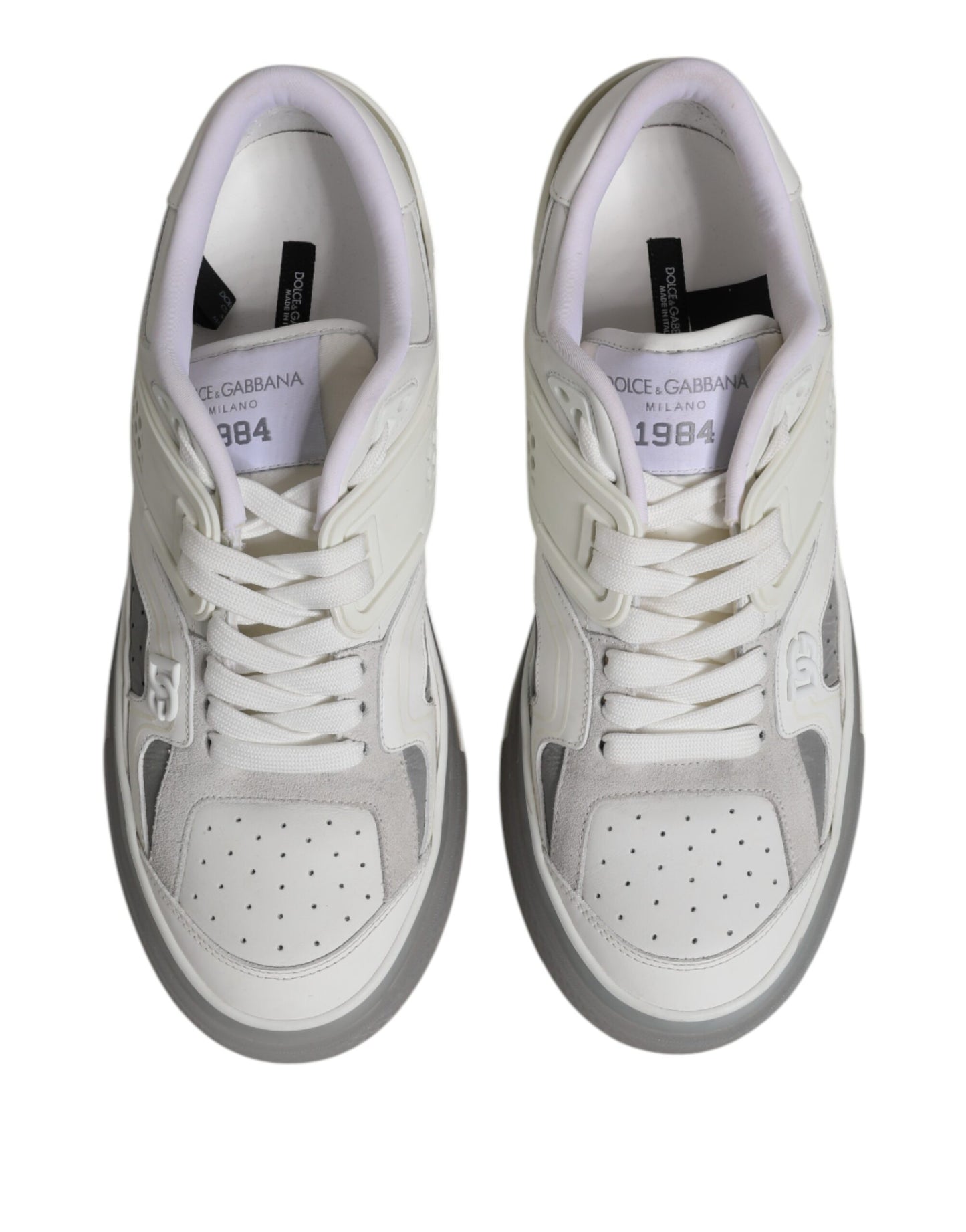 Dolce & Gabbana White Low Top DG Embossed Men Sneakers Shoes by Dolce & Gabbana