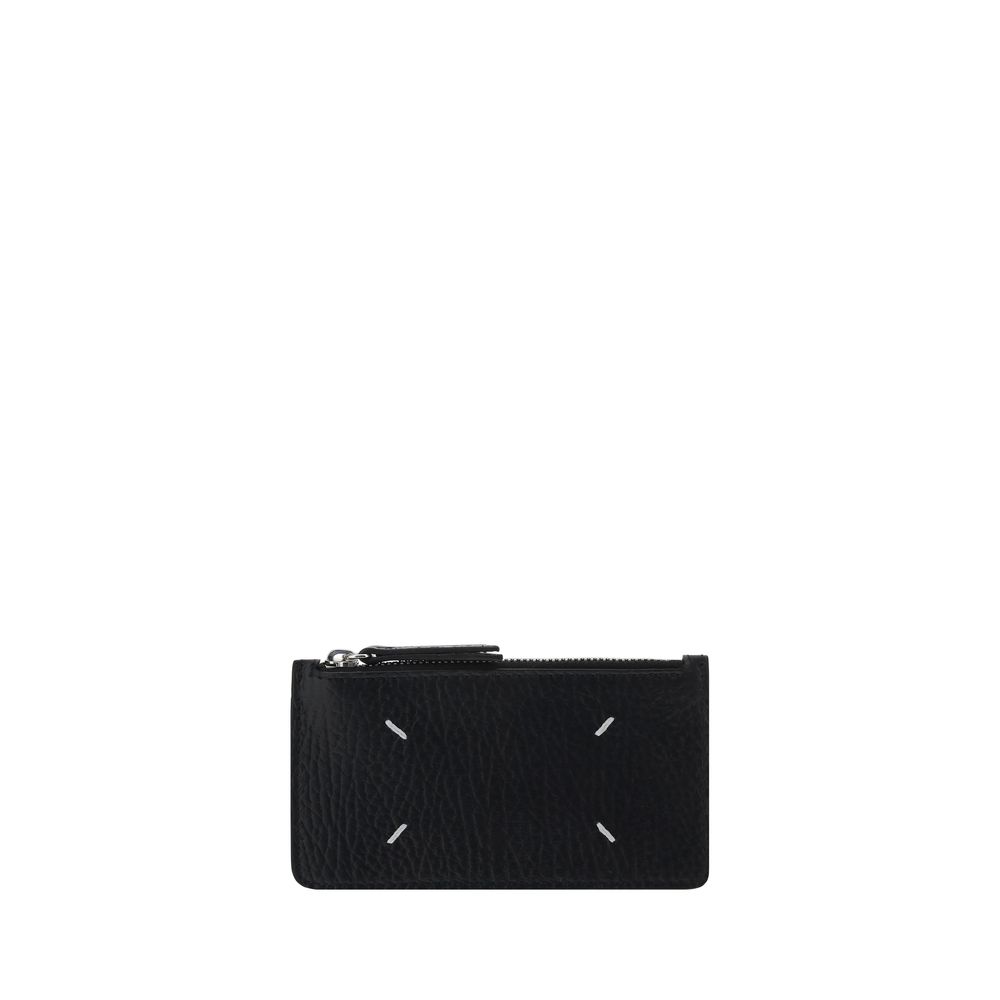 Margiela Calfskin Card Holder Top Zip Closure Leather