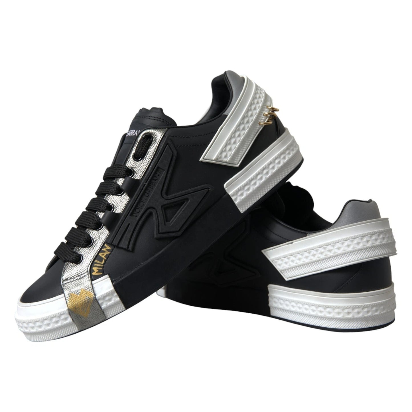 Dolce & Gabbana Black Leather Low Top Sneakers Portofino Shoes by Dolce & Gabbana