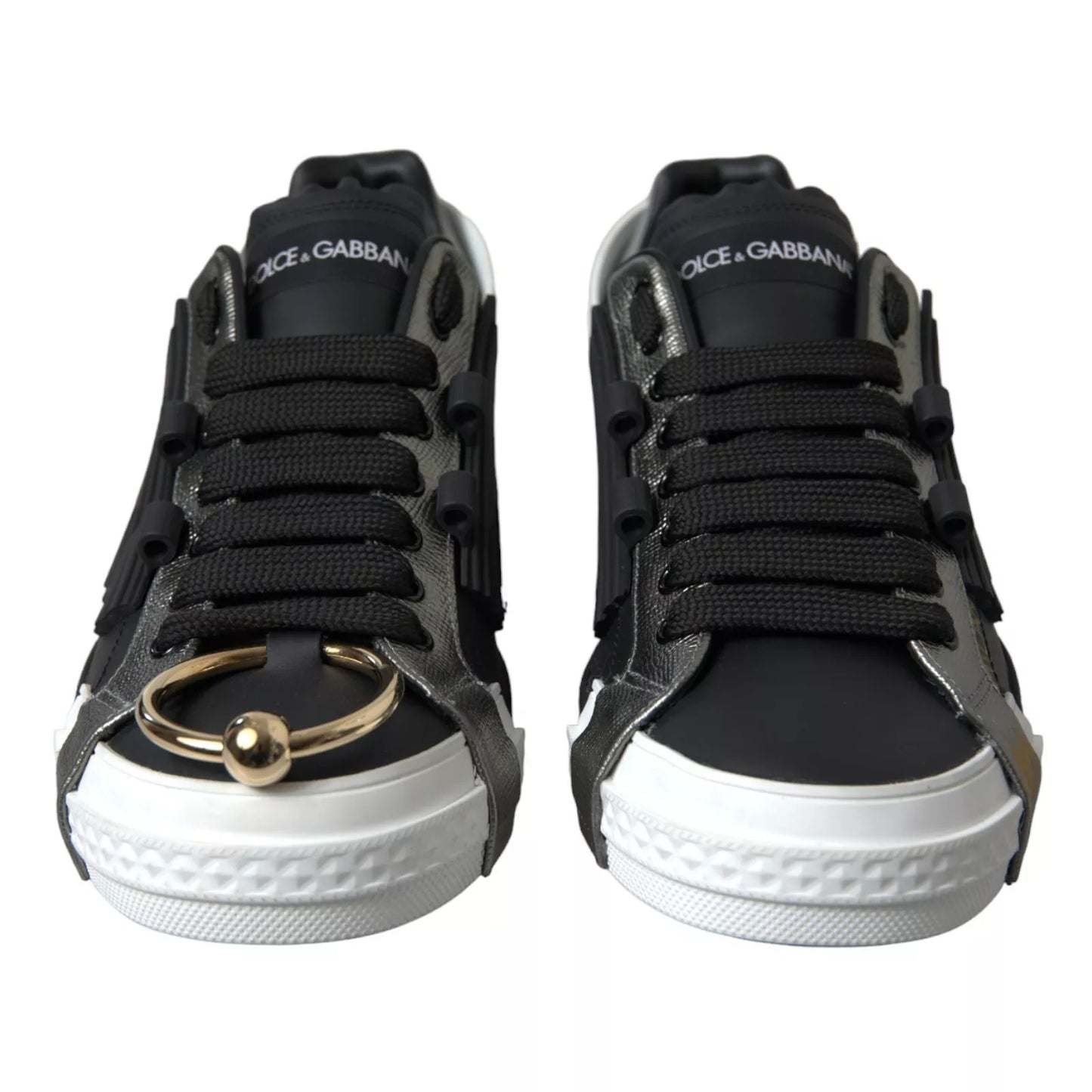 Dolce & Gabbana Black Leather Low Top Sneakers Portofino Shoes by Dolce & Gabbana