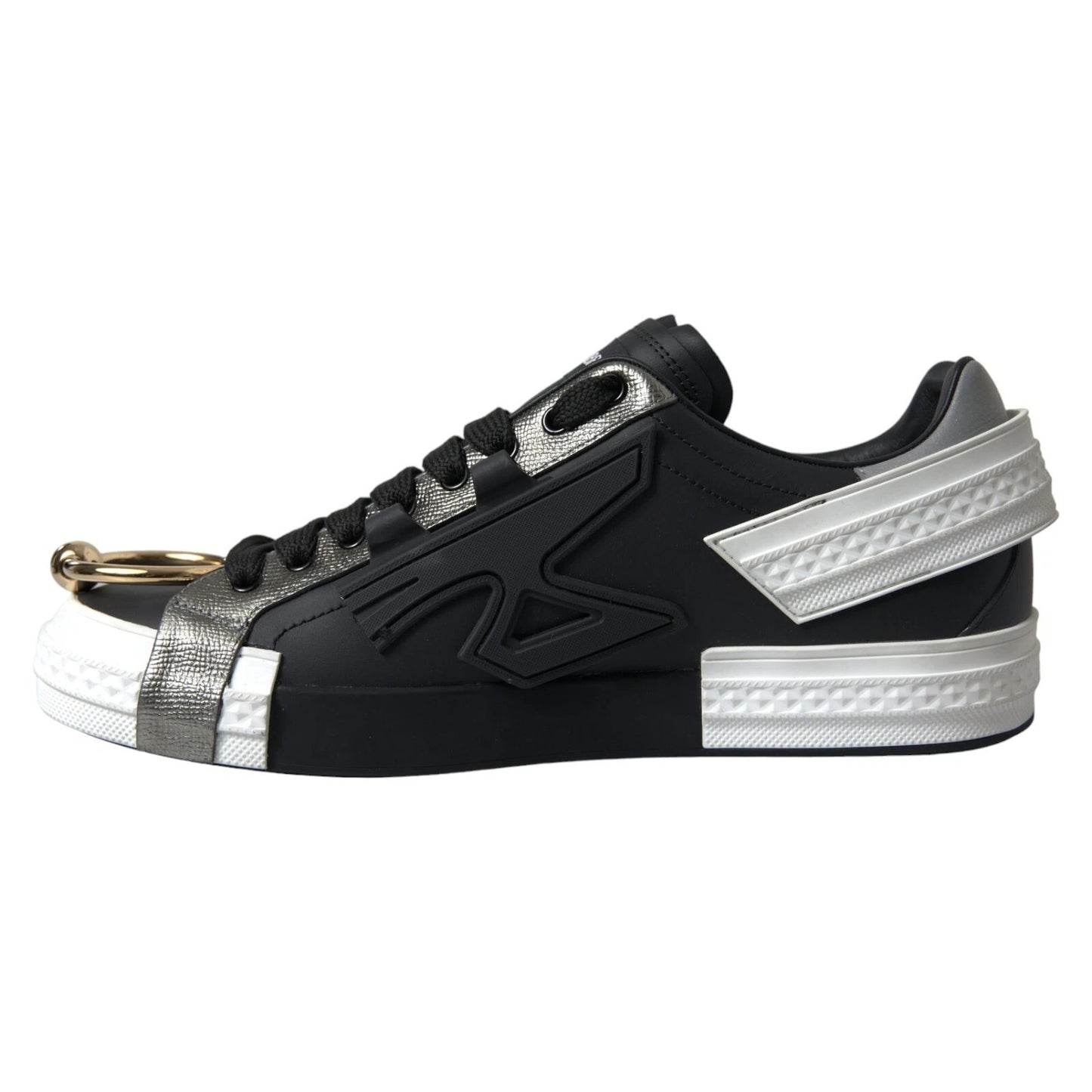 Dolce & Gabbana Black Leather Low Top Sneakers Portofino Shoes by Dolce & Gabbana