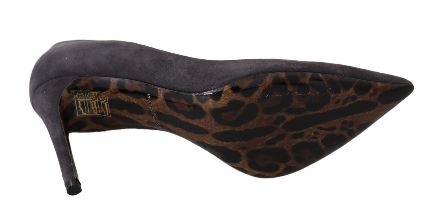 Escarpins à talons aiguilles élégants en daim gris Dolce & Gabbana