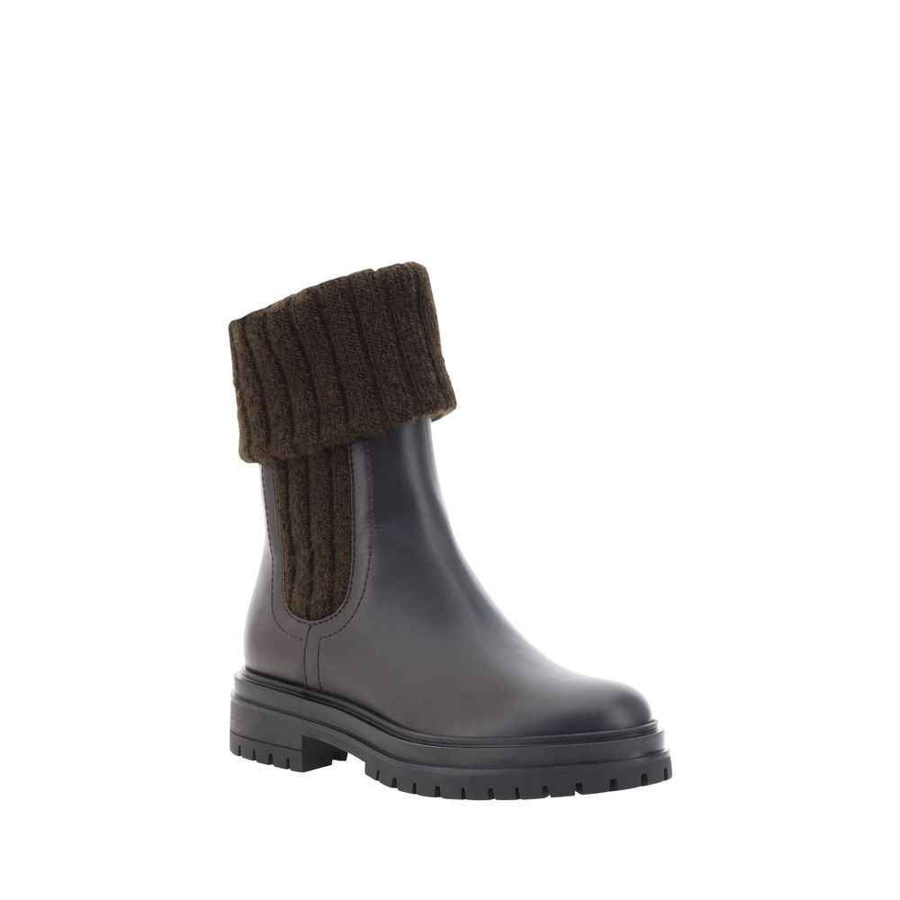 Gianvito Rossi Enkellaarsjes Leder Matte Luxe Stil Zwart