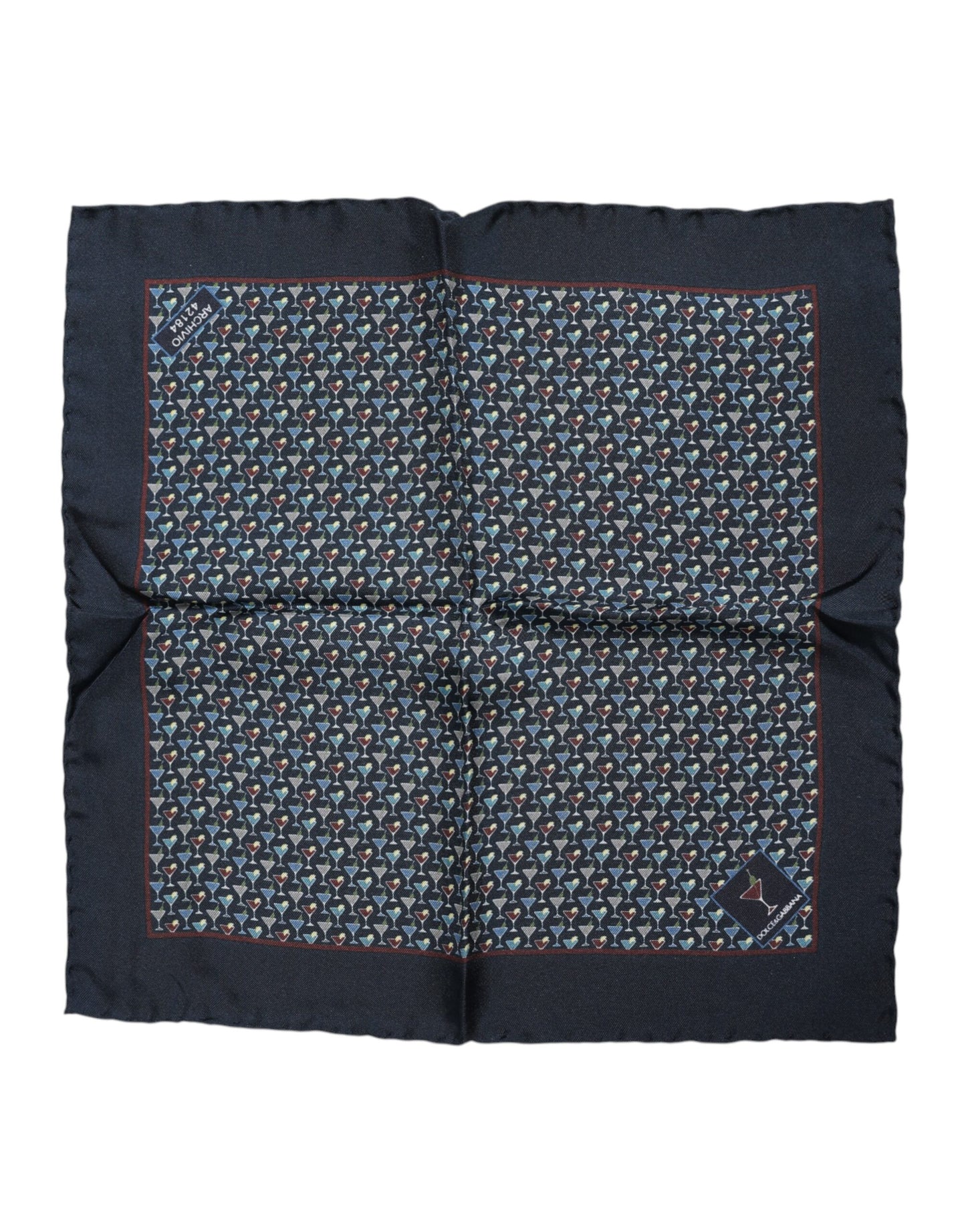 Foulard carré en soie bleu cocktail Dolce & Gabbana