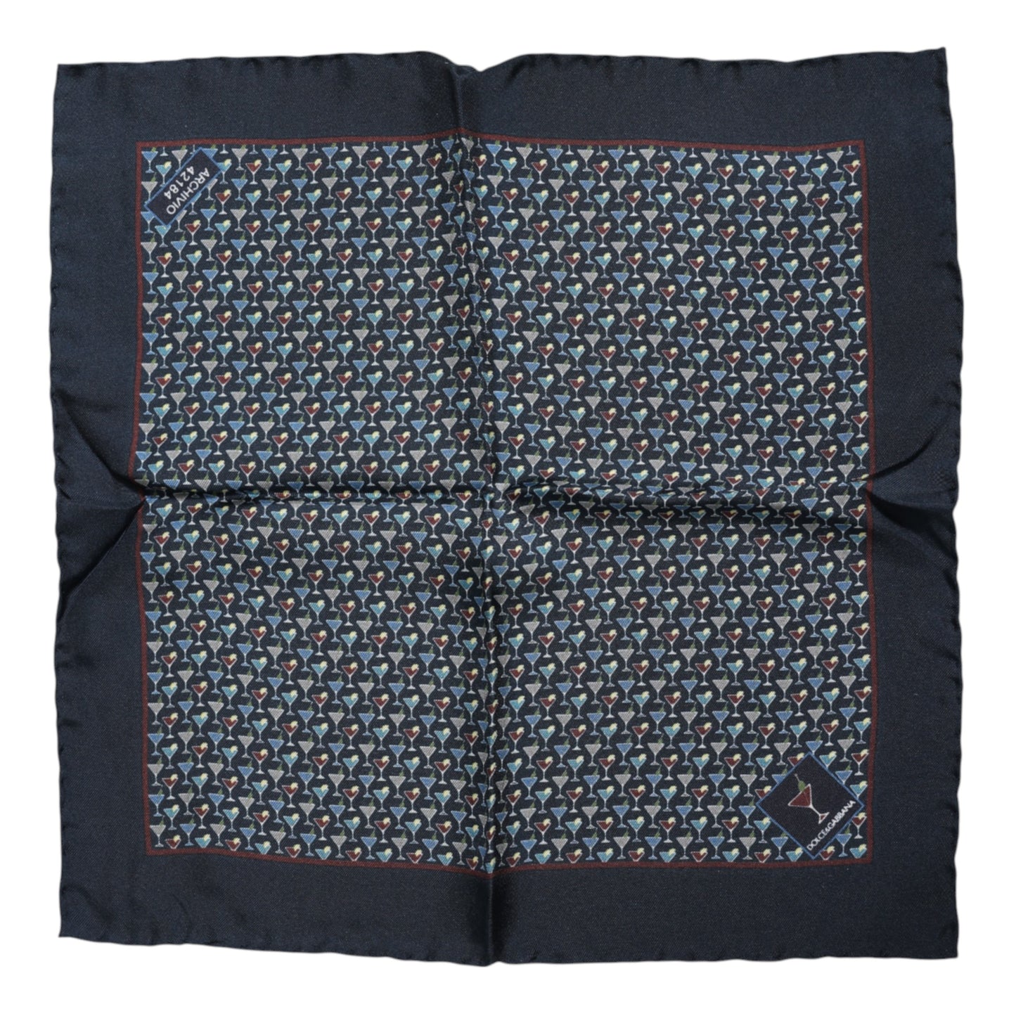 Foulard carré en soie bleu cocktail Dolce & Gabbana