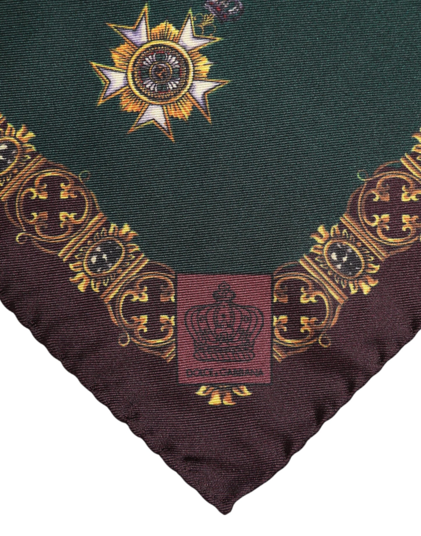 Foulard carré en soie Dolce & Gabbana à médailles vertes