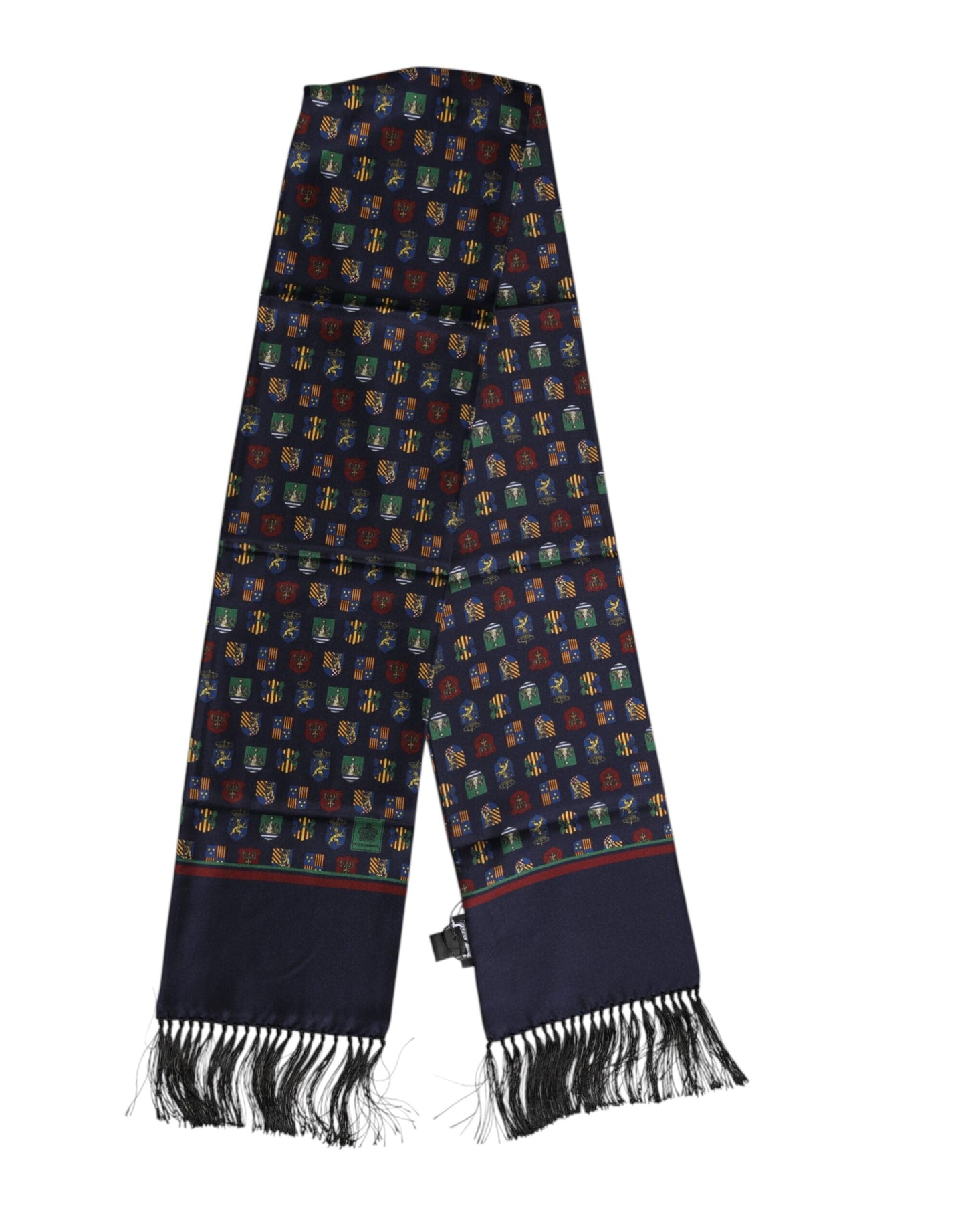 Foulard à franges en soie bleue imprimée Dolce & Gabbana