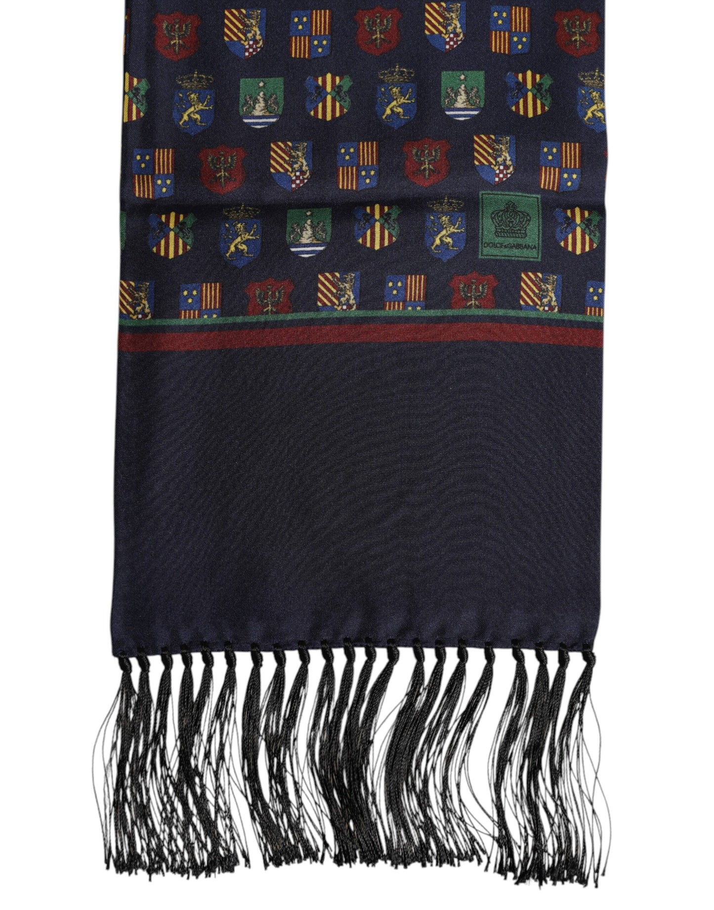 Foulard à franges en soie bleue imprimée Dolce & Gabbana
