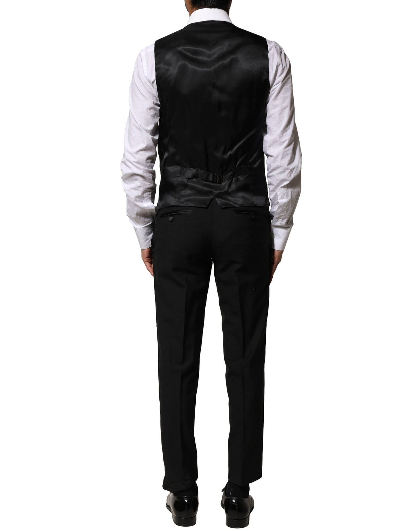 Costume 3 pièces simple boutonnage en laine noire Dolce & Gabbana