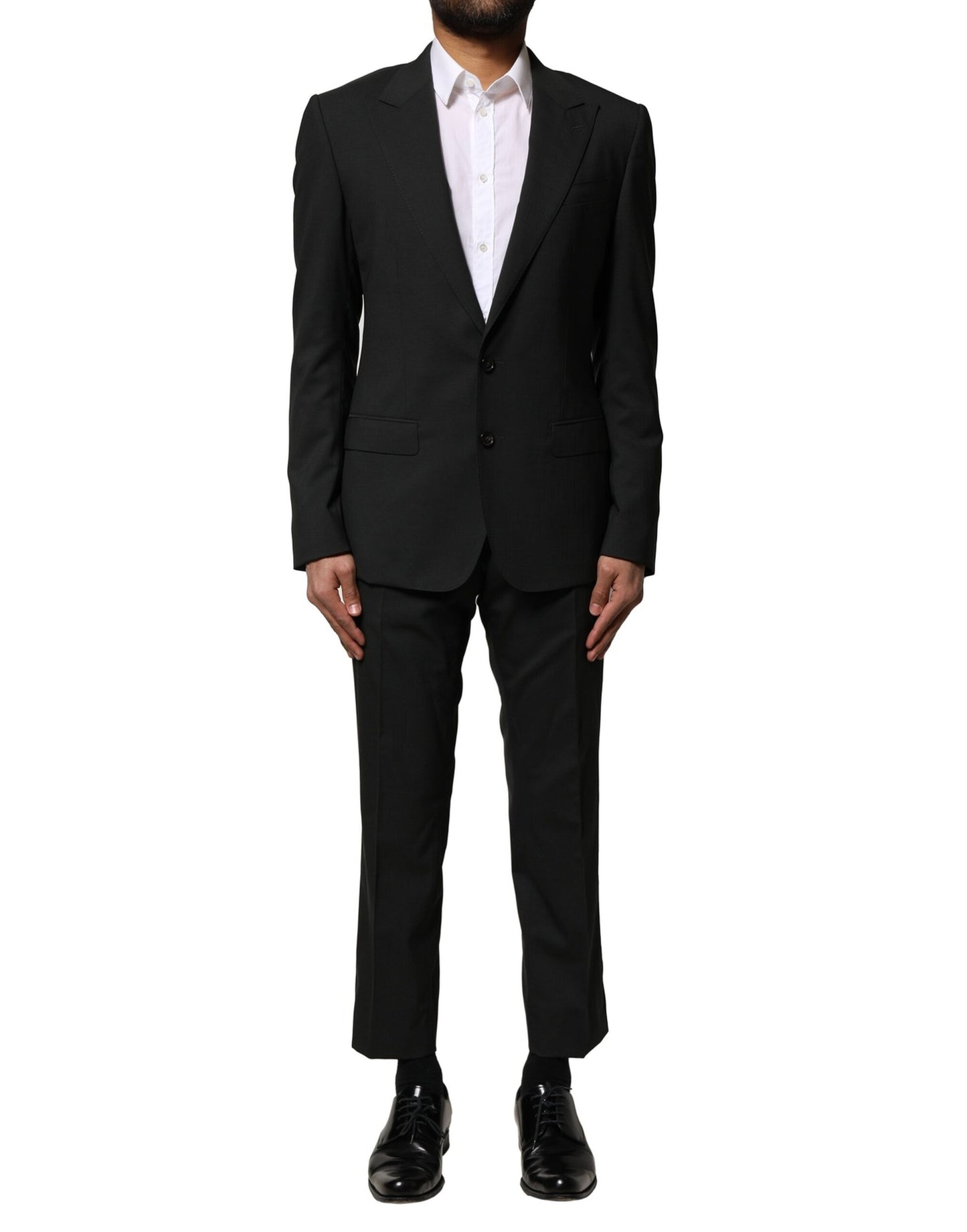Costume 2 pièces simple boutonnage en laine noire Dolce & Gabbana