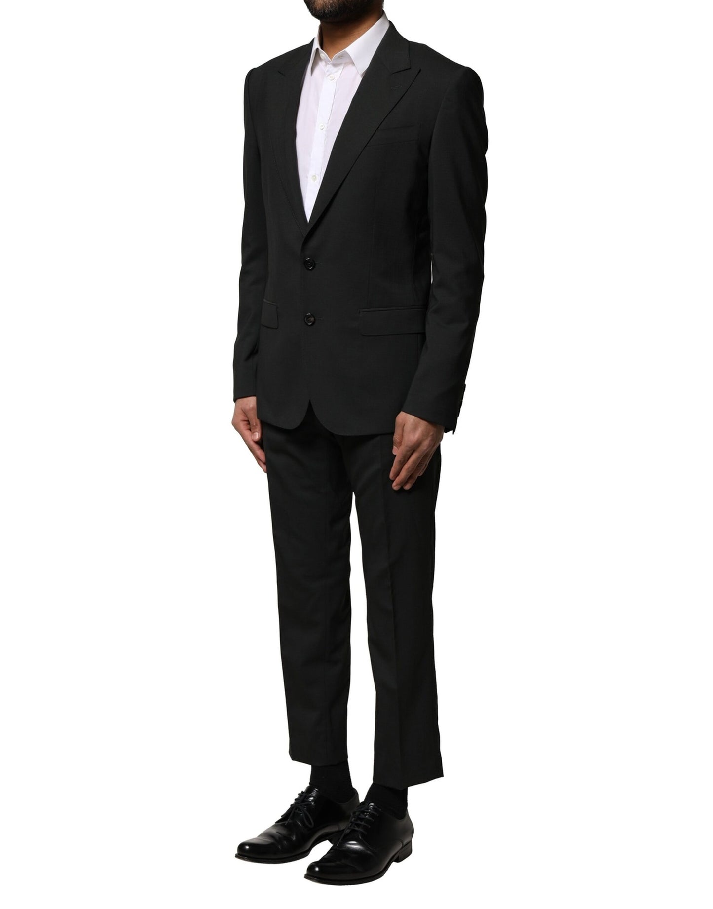 Costume 2 pièces simple boutonnage en laine noire Dolce & Gabbana