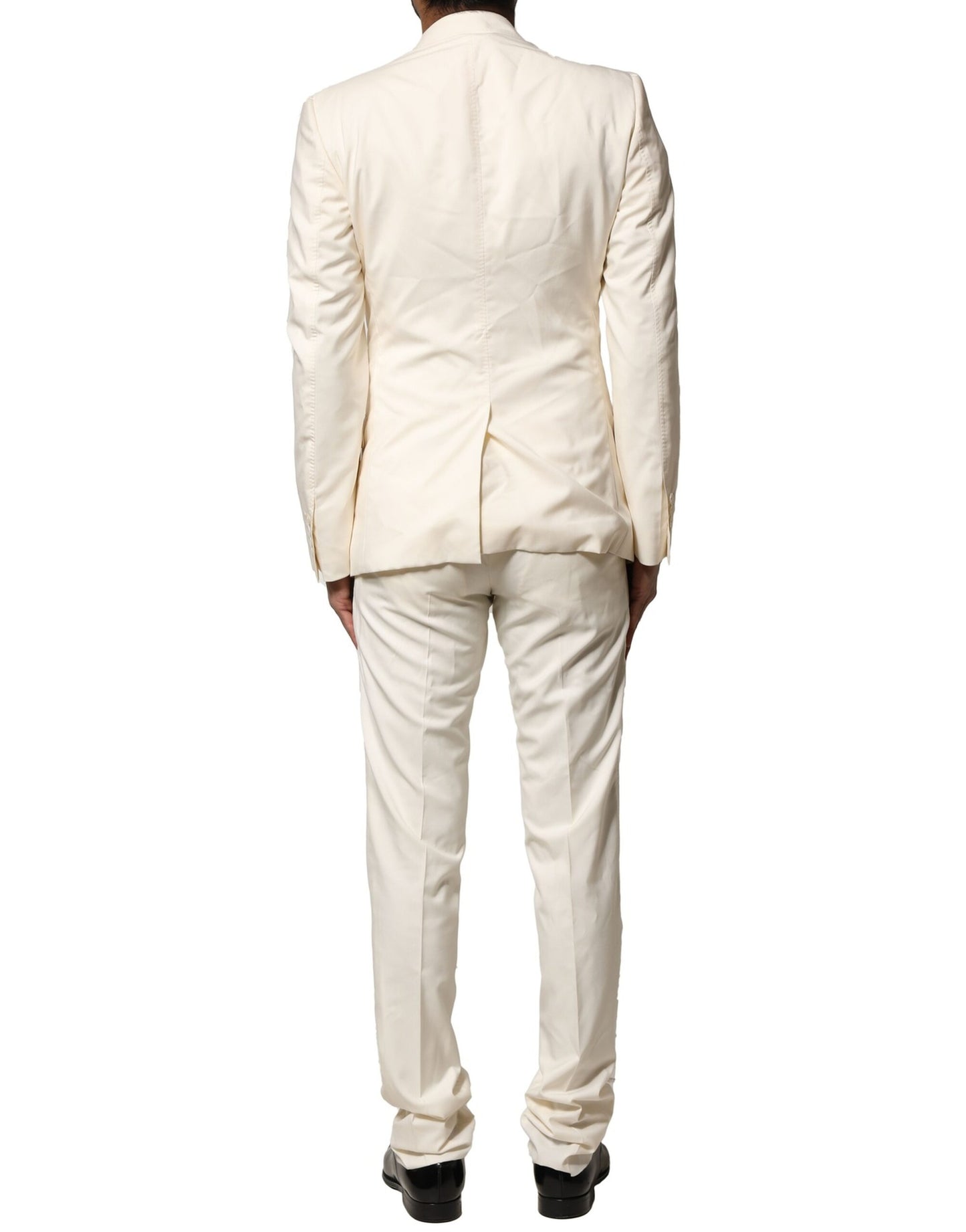 Costume 3 pièces simple boutonnage en laine ivoire Dolce & Gabbana