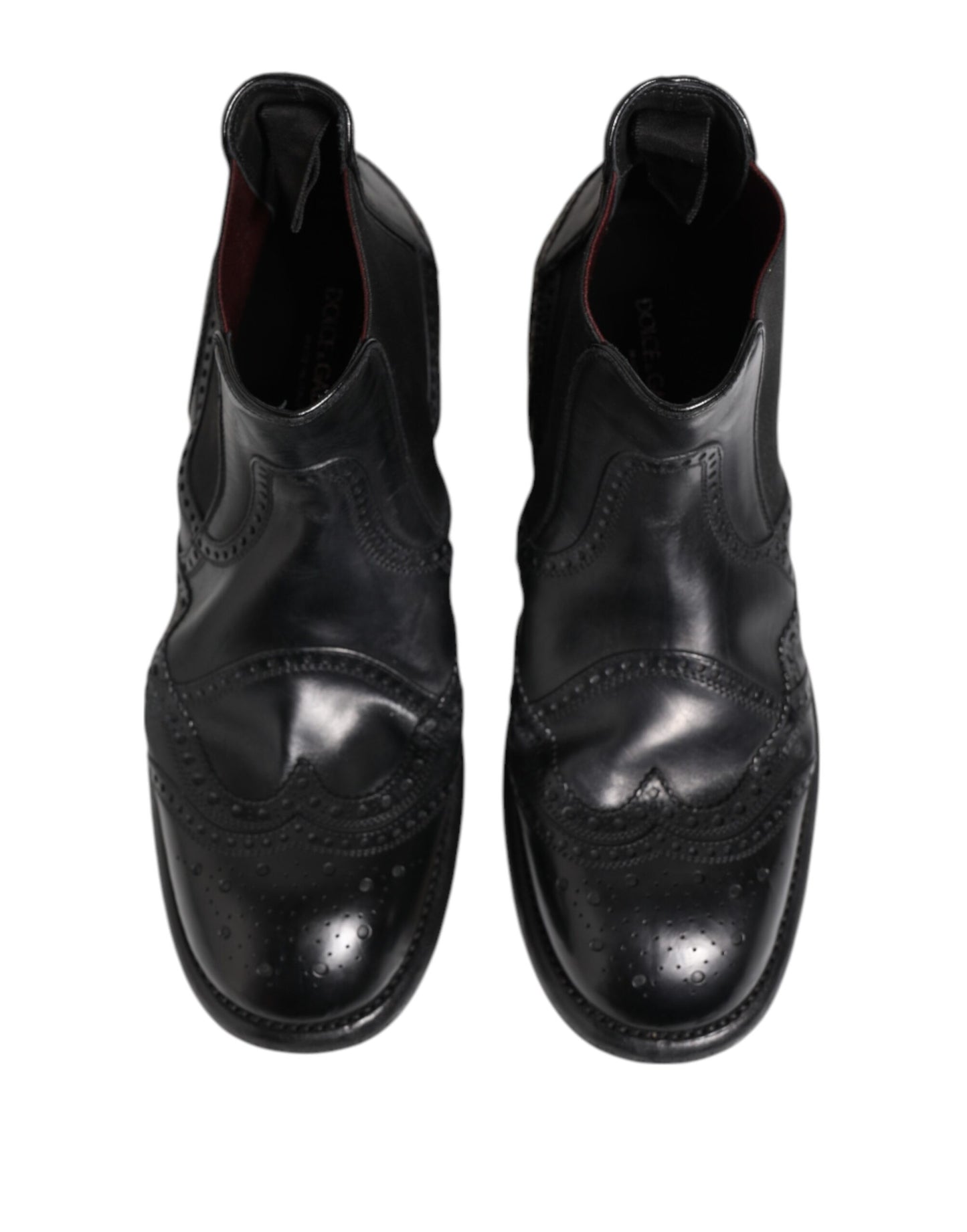 Dolce & Gabbana Black Leather Ankle Boots Slip On Shoes by Dolce & Gabbana