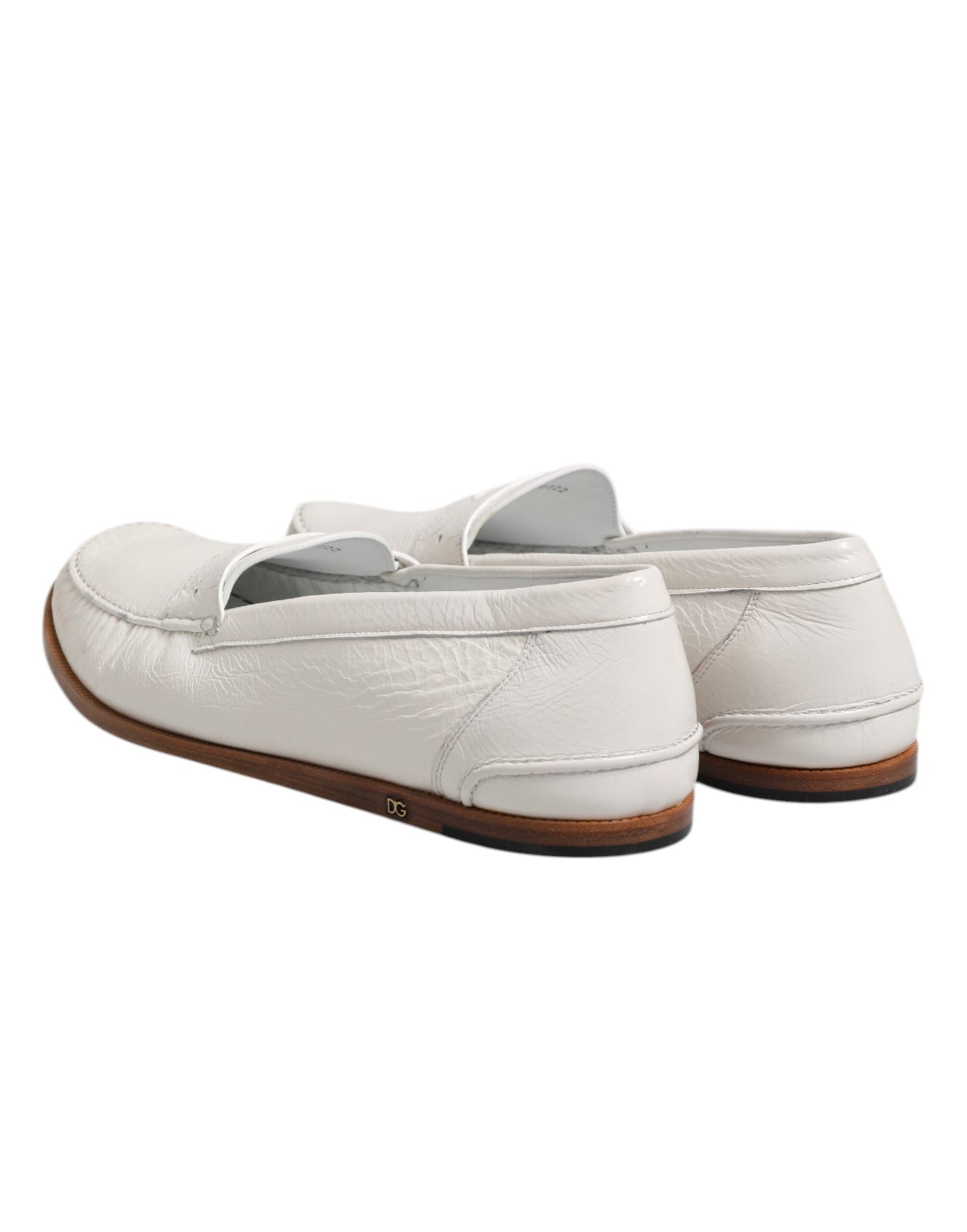Mocassins en cuir blanc Dolce & Gabbana, chaussures à enfiler
