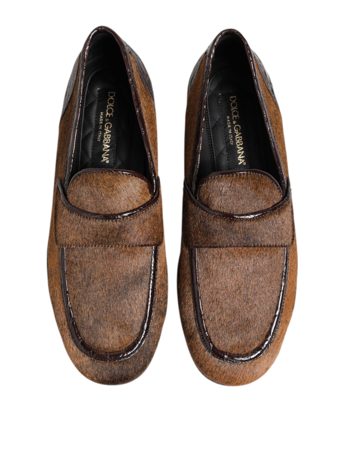 Mocassins marron Dolce & Gabbana en cuir à enfiler pour homme