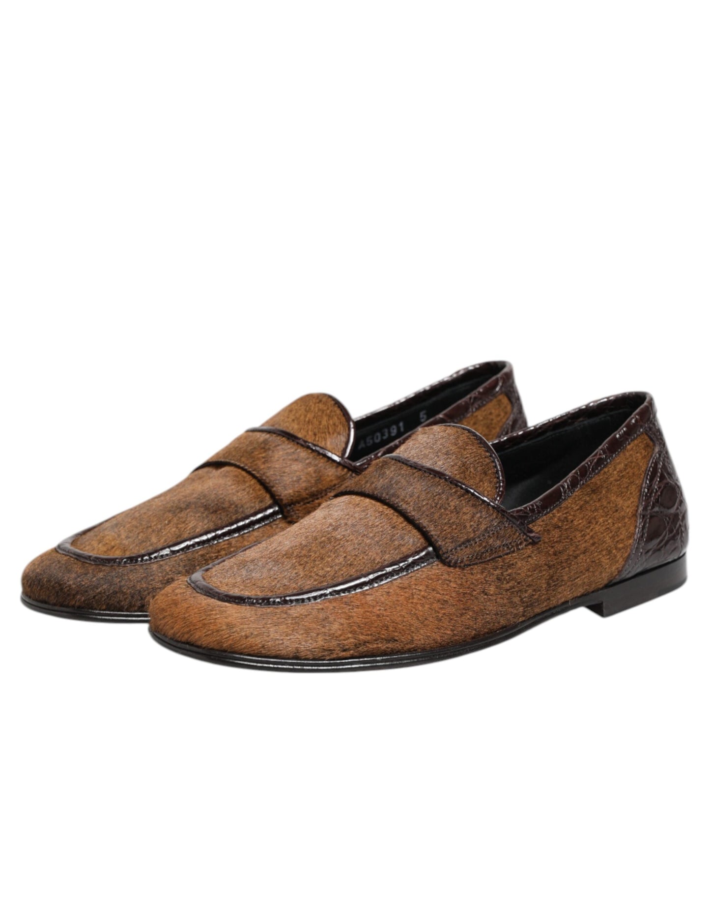 Mocassins marron Dolce & Gabbana en cuir à enfiler pour homme