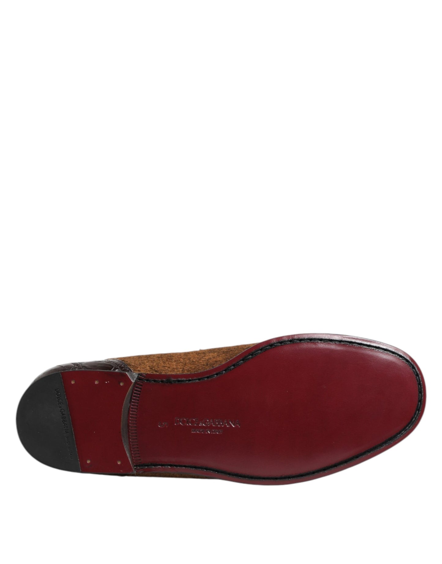 Mocassins marron Dolce & Gabbana en cuir à enfiler pour homme