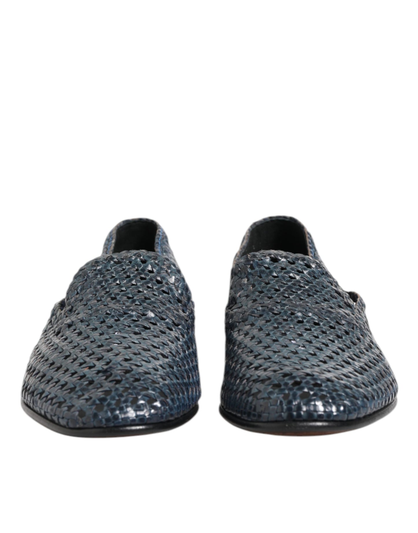 Mocassins à enfiler en cuir tressé bleu Dolce & Gabbana