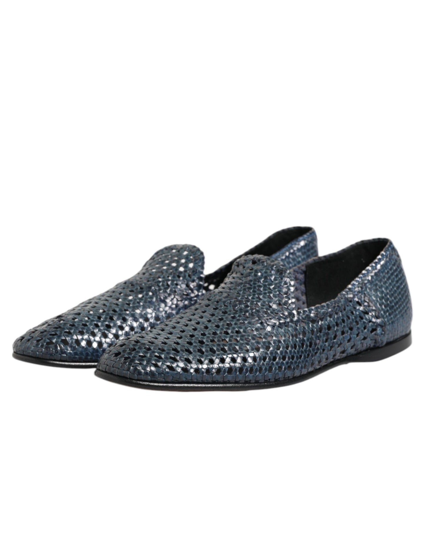 Mocassins à enfiler en cuir tressé bleu Dolce & Gabbana