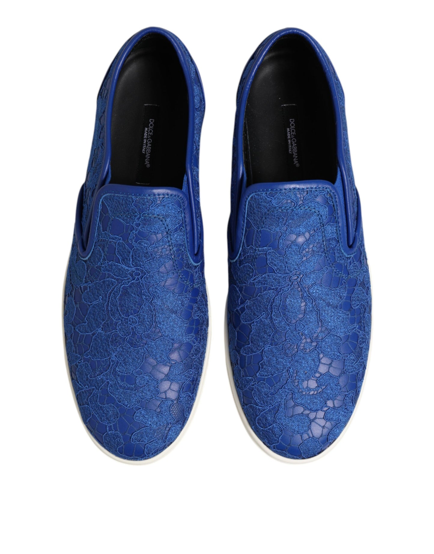 Dolce & Gabbana Blue Leather Lace Slip On Sneaker Shoes by Dolce & Gabbana