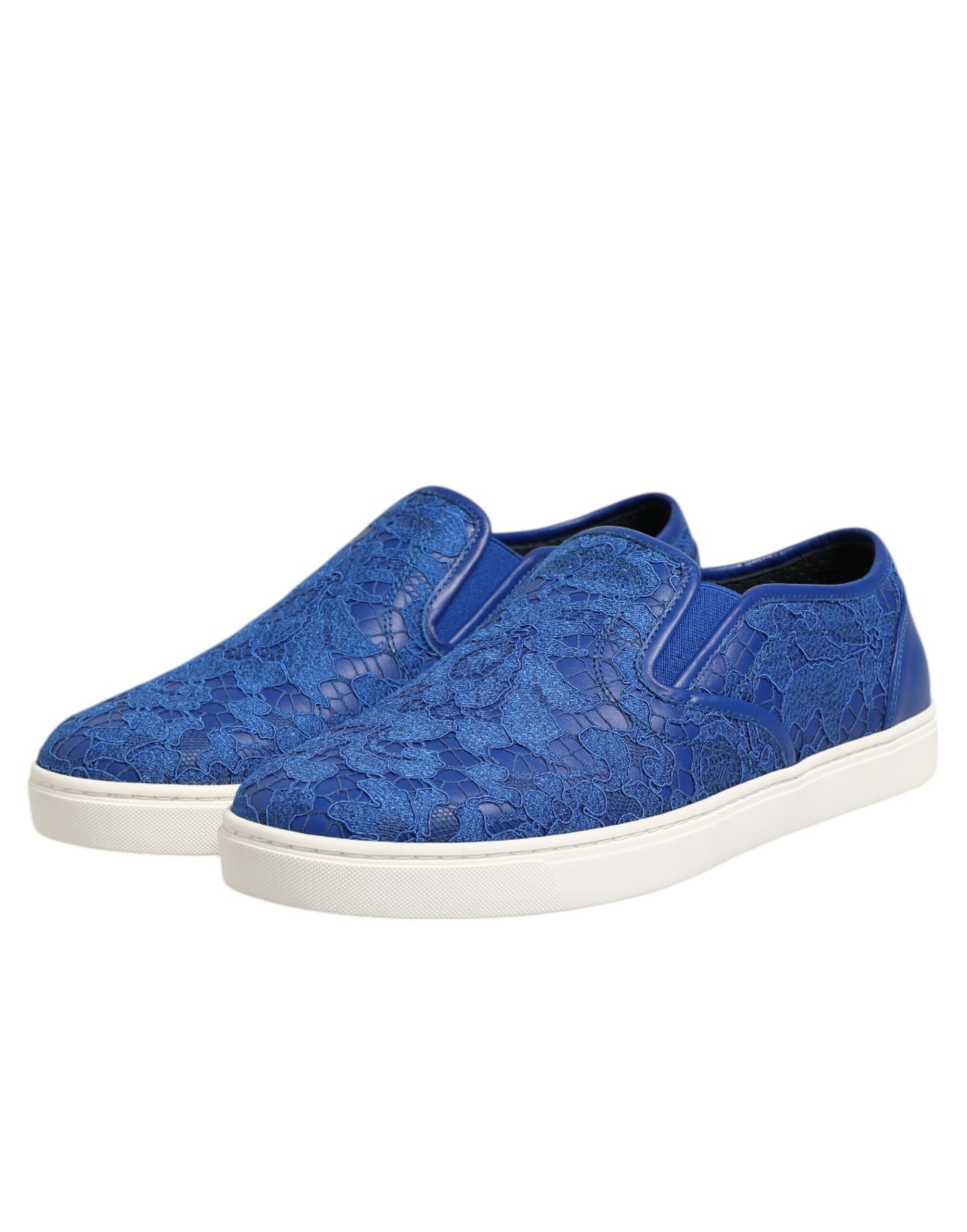 Dolce & Gabbana Blue Leather Lace Slip On Sneaker Shoes by Dolce & Gabbana