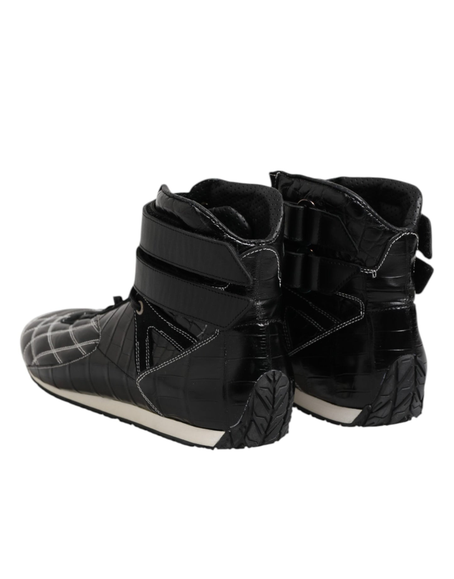 Dolce & Gabbana Black Quilted Leather Lace Up Sneakers Shoes by Dolce & Gabbana