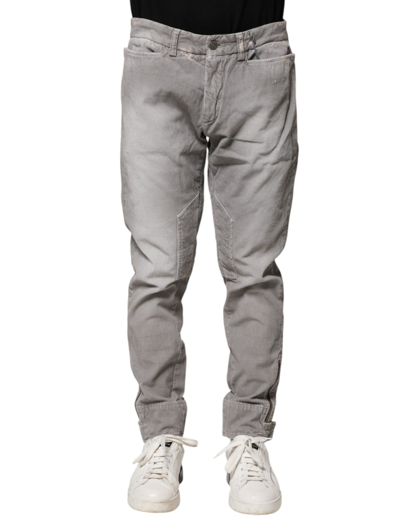 Balmain Light Gray Washed Skinny Fit Men Denim Jeans by Balmain