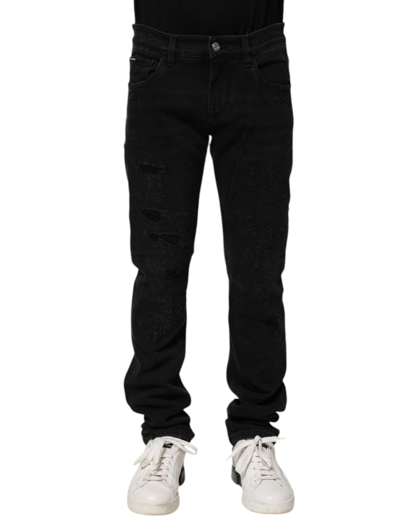 Dolce & Gabbana Black Cotton Skinny Men Denim Jeans by Dolce & Gabbana