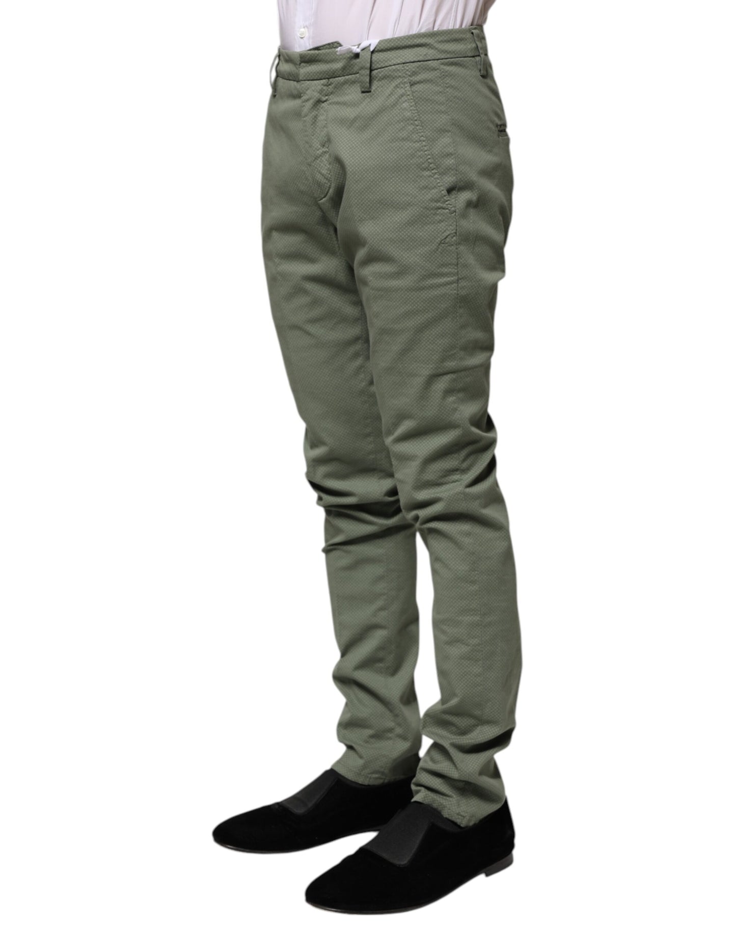 Pantalon décontracté skinny taille moyenne vert Dondup